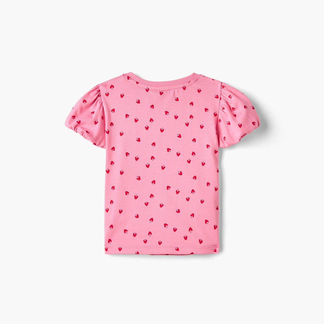 Juniors All-Over Heart Print T-shirt with Balloon Sleeves