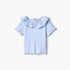 Juniors Ribbed T-shirt with Ruffled Neck and Lettuce Trim - Blue / 12-18 mths
