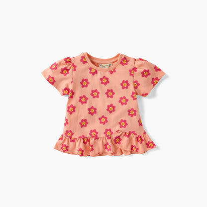 Juniors Floral Detail T-shirt with Short Sleeves - Set of 2