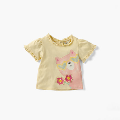 Juniors Floral Detail T-shirt with Short Sleeves - Set of 2