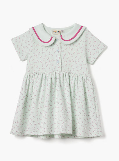 Juniors Heart Print Polo Dress with Short Sleeves-baby-girls-clothing-dressesandjumpsuits-image-1