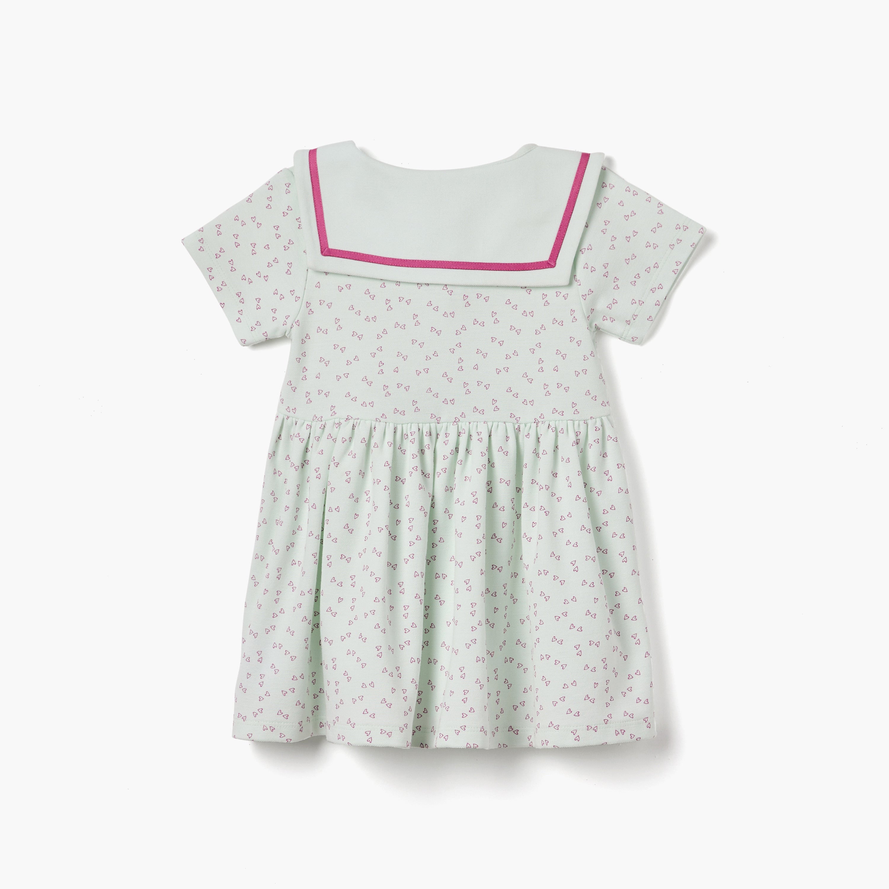 Juniors Heart Print Polo Dress with Short Sleeves