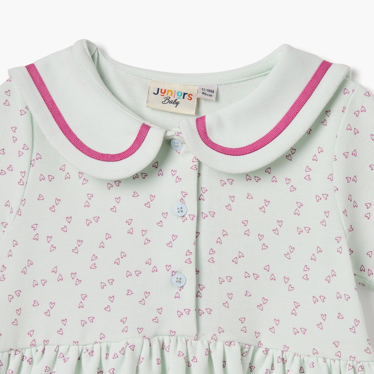 Juniors Heart Print Polo Dress with Short Sleeves