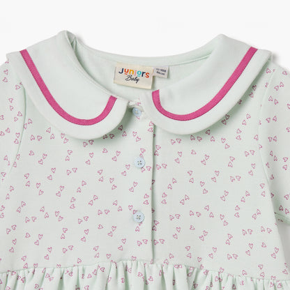 Juniors Heart Print Polo Dress with Short Sleeves