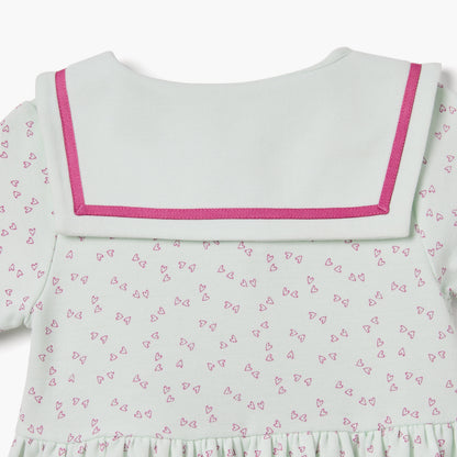 Juniors Heart Print Polo Dress with Short Sleeves