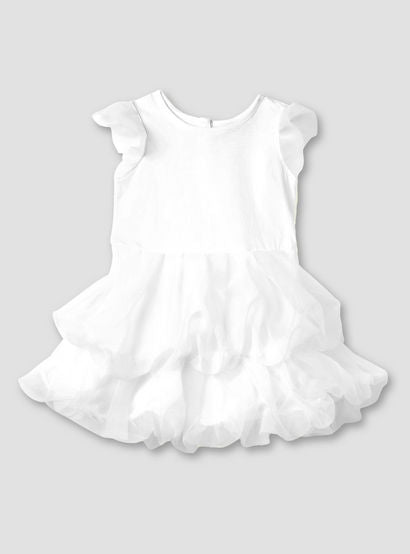 Juniors Solid Round Neck Dress with Short Sleeves and Ruffle Detail-baby-girls-clothing-dressesandjumpsuits-image-1