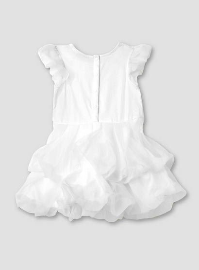 Juniors Solid Round Neck Dress with Short Sleeves and Ruffle Detail-baby-girls-clothing-dressesandjumpsuits-image-2