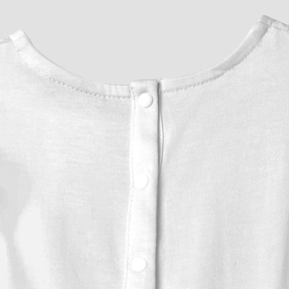 Juniors Solid Round Neck Dress with Short Sleeves and Ruffle Detail