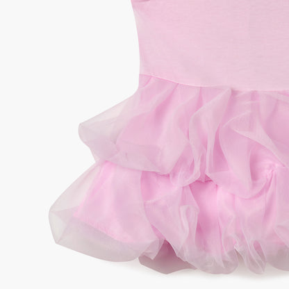 Juniors Solid Sleeveless Dress with Ruffle Detail