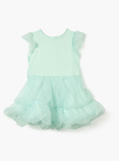 Juniors Solid Sleeveless Dress with Ruffle Detail-baby-girls-clothing-dressesandjumpsuits-image-1