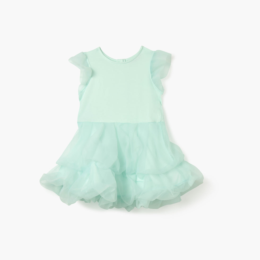 Juniors Solid Sleeveless Dress with Ruffle Detail - Green / 12-18 mths