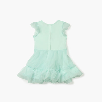 Juniors Solid Sleeveless Dress with Ruffle Detail