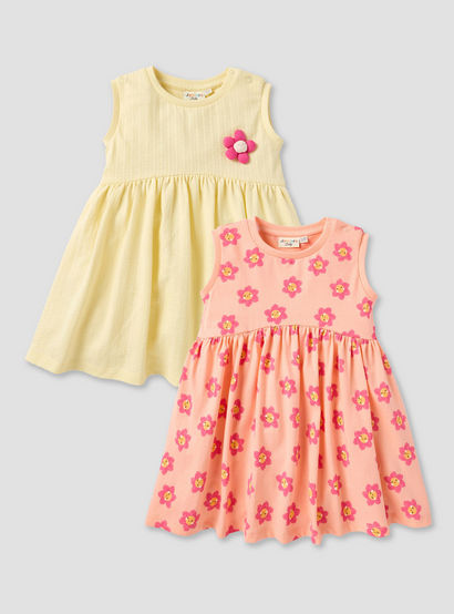 Juniors Floral Print Sleeveless Dress with Button Closure-baby-girls-clothing-dressesandjumpsuits-image-1