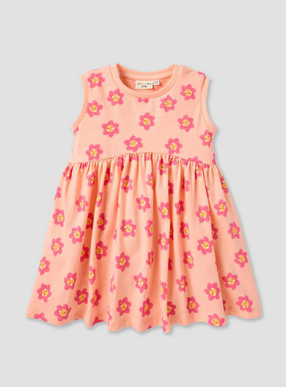 Juniors Floral Print Sleeveless Dress with Button Closure-baby-girls-clothing-dressesandjumpsuits-image-3