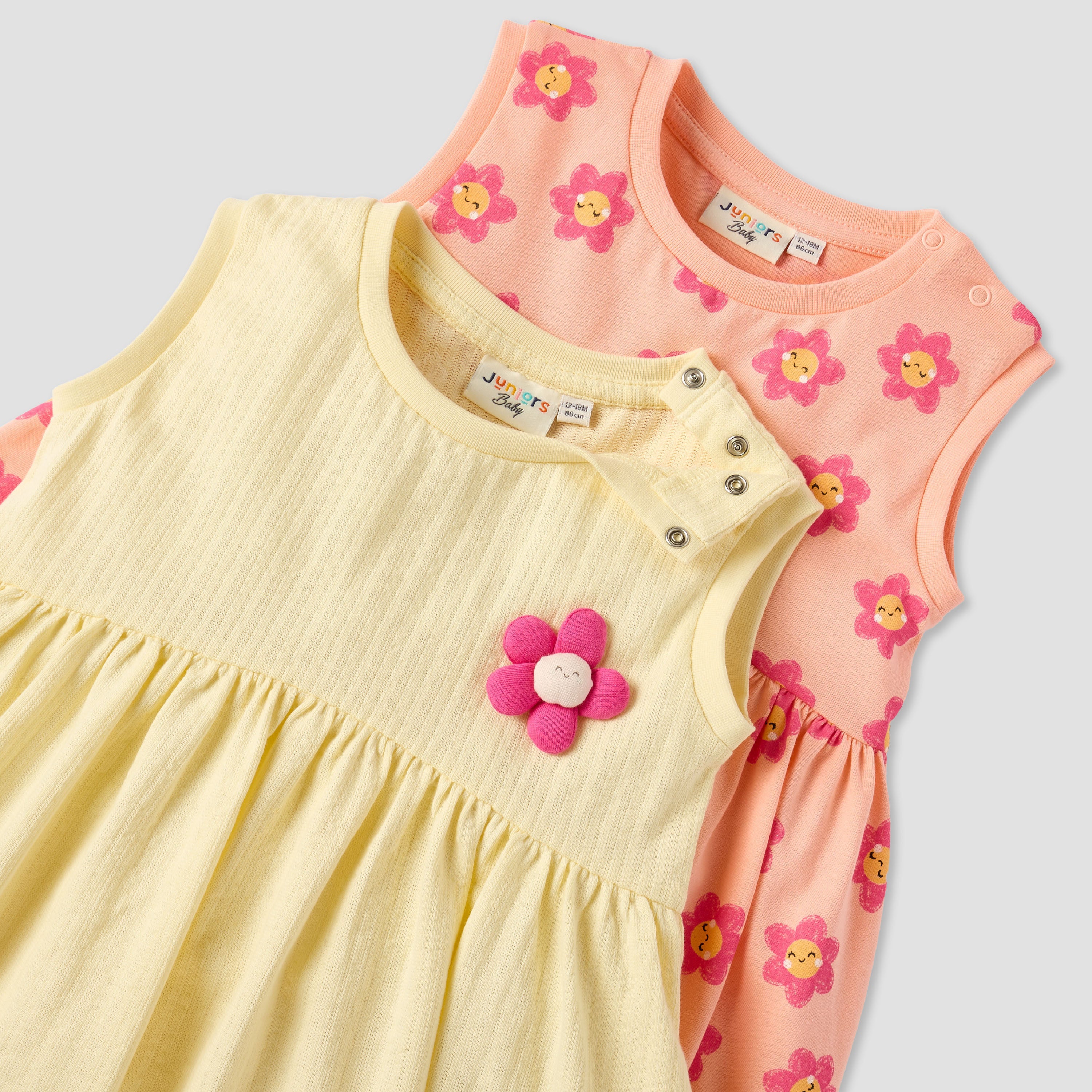 Juniors Floral Print Sleeveless Dress with Button Closure