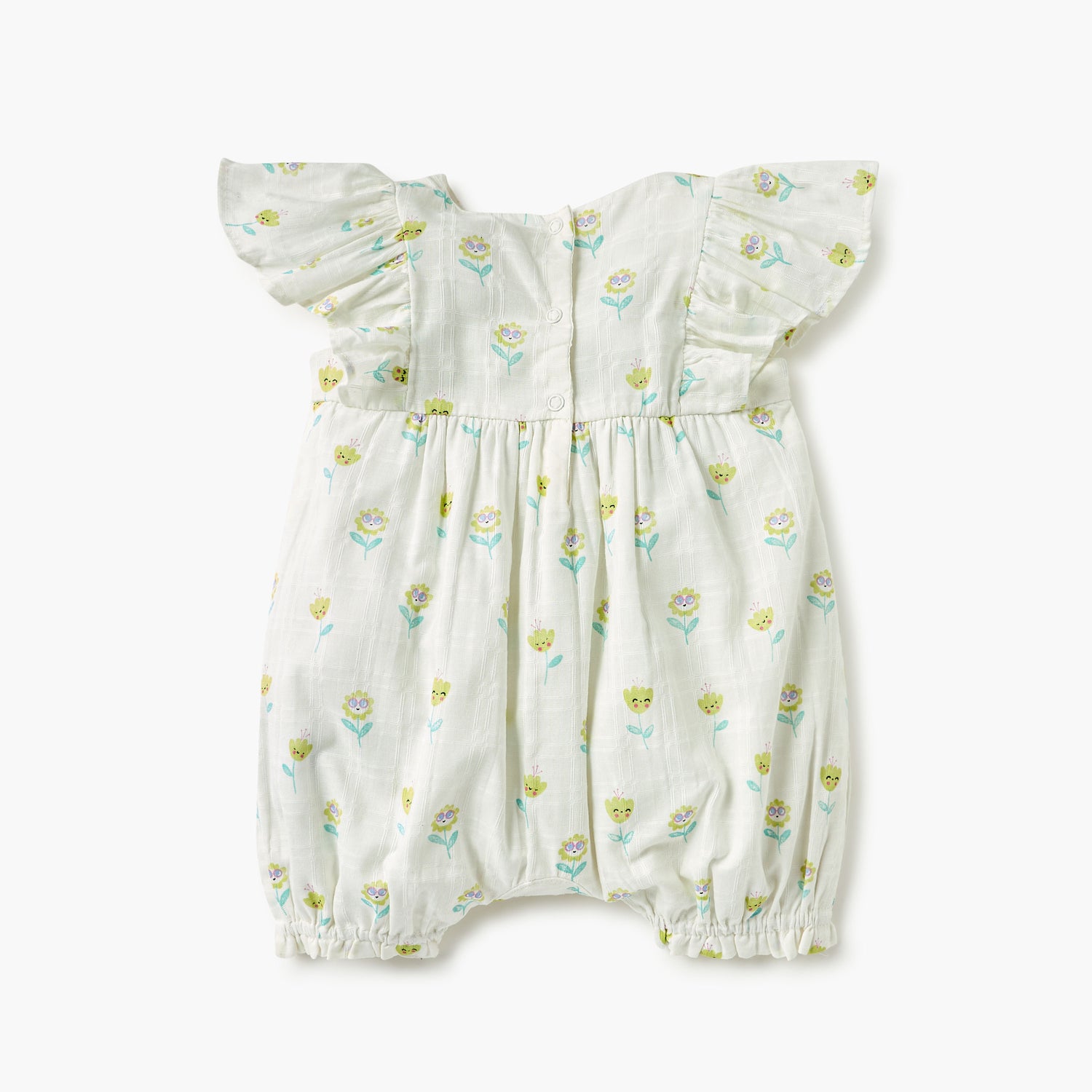 Juniors Floral Print Romper with V-neck and Short Sleeves