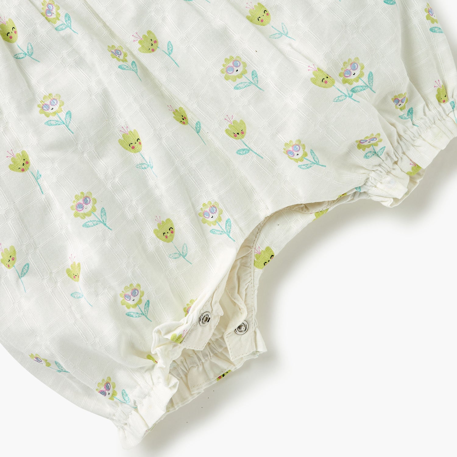 Juniors Floral Print Romper with V-neck and Short Sleeves