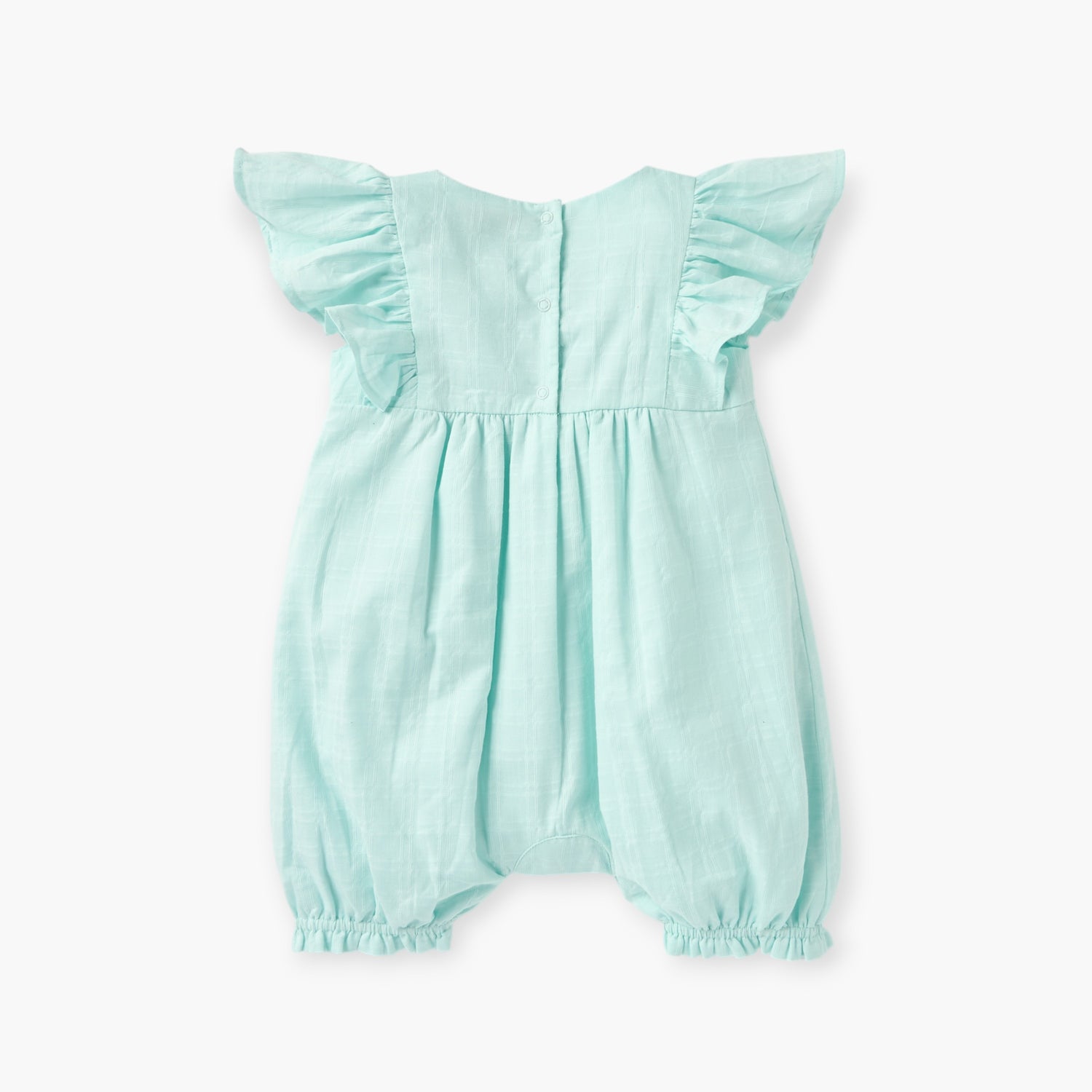 Juniors Floral Embroidered Romper with Ruffle Sleeves