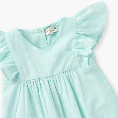 Juniors Floral Embroidered Romper with Ruffle Sleeves