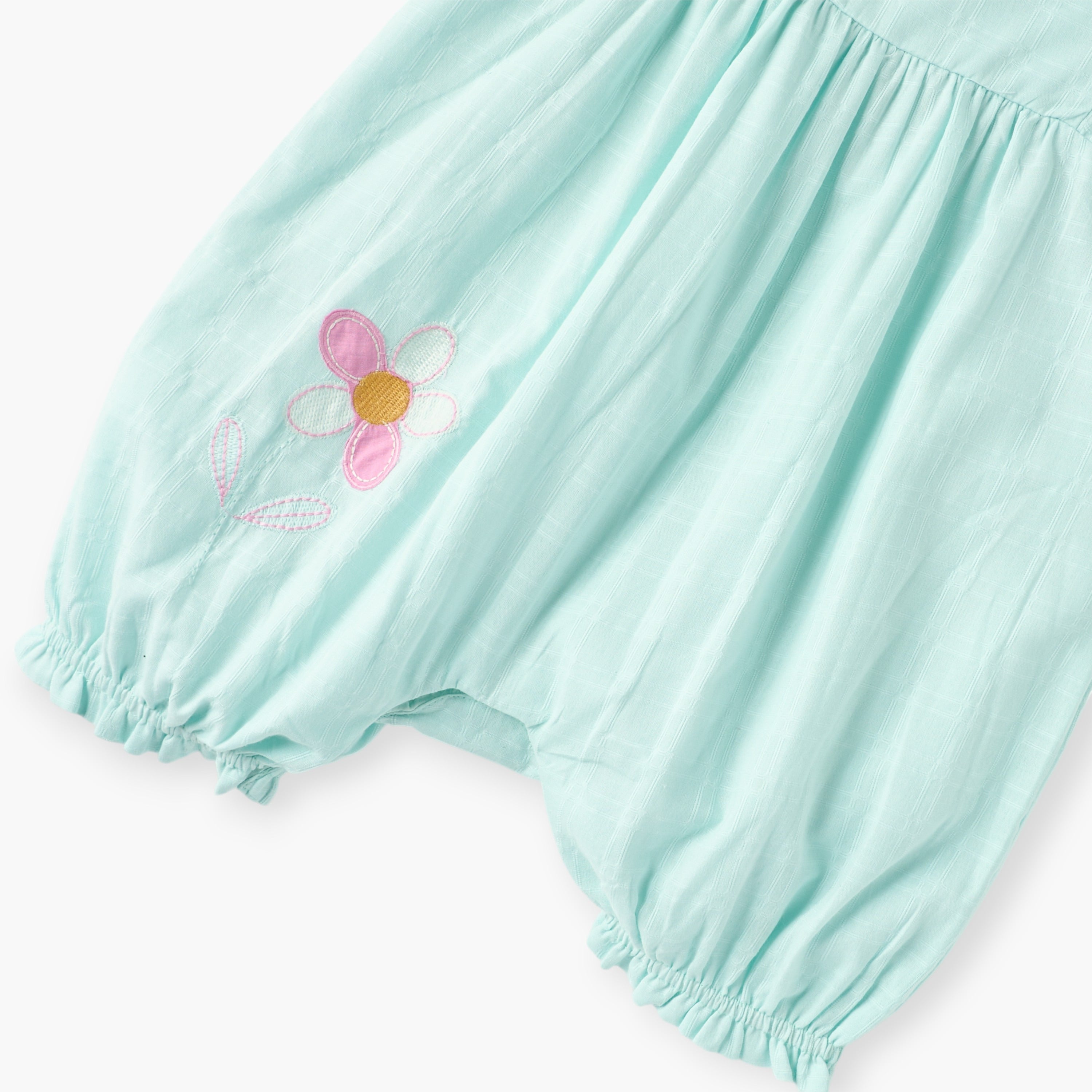 Juniors Floral Embroidered Romper with Ruffle Sleeves