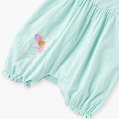 Juniors Floral Embroidered Romper with Ruffle Sleeves