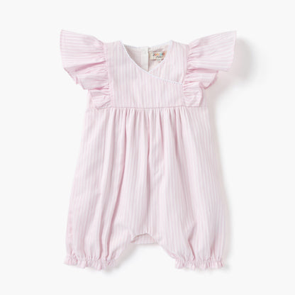 Juniors Striped Romper with Ruffle Sleeves - Pink / 12-18 mths