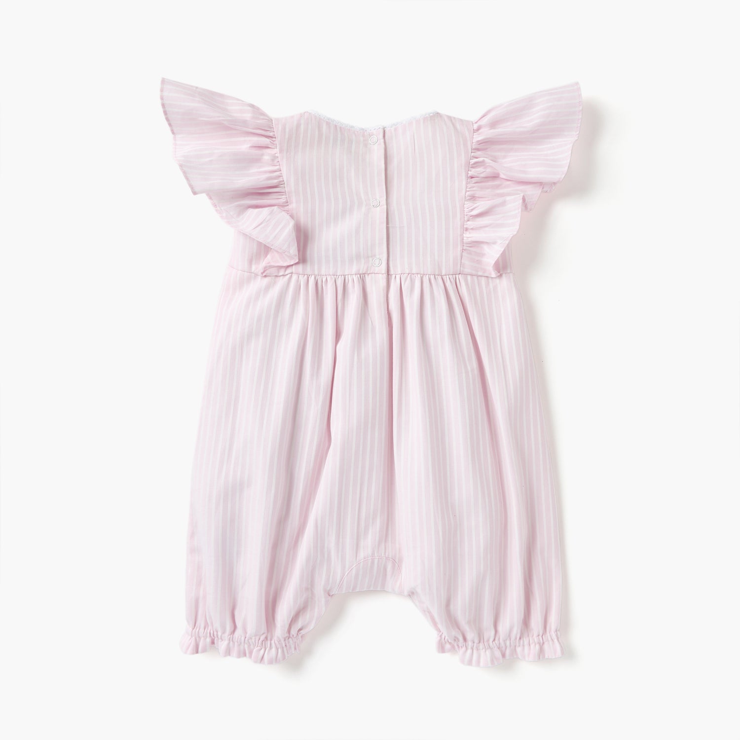 Juniors Striped Romper with Ruffle Sleeves