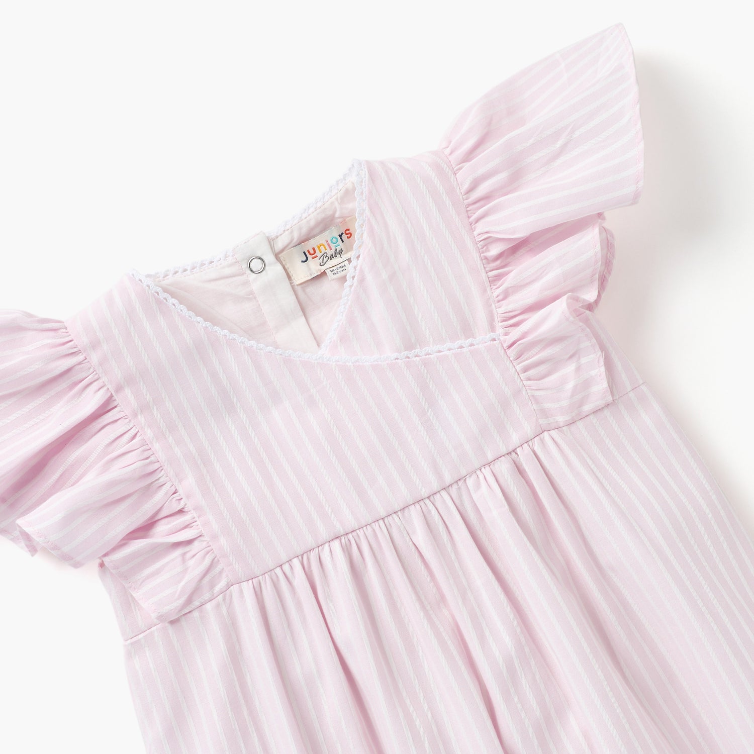 Juniors Striped Romper with Ruffle Sleeves