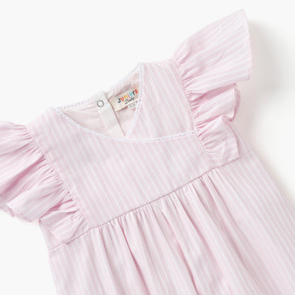 Juniors Striped Romper with Ruffle Sleeves