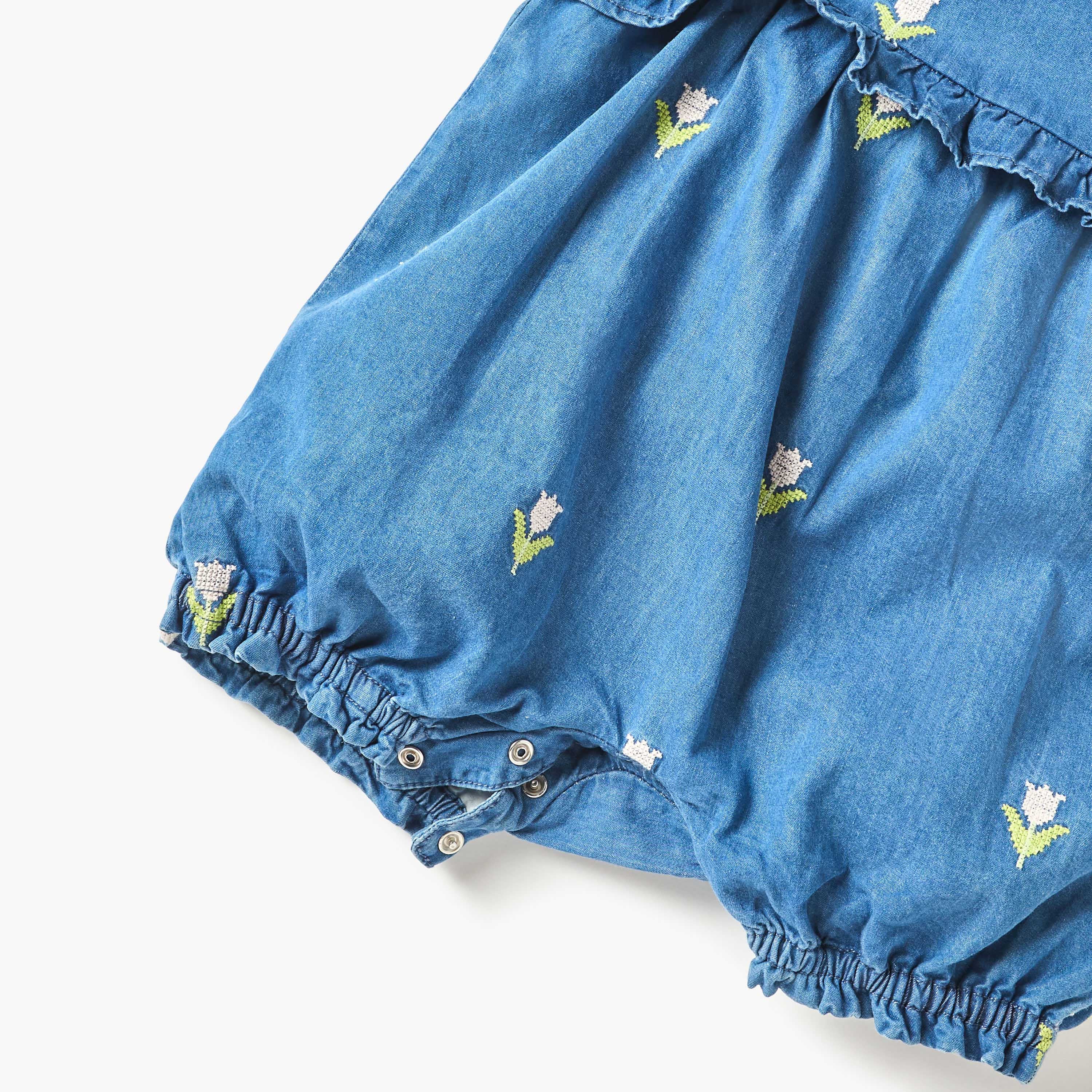 Juniors Embroidered Dungaree and T-shirt Set