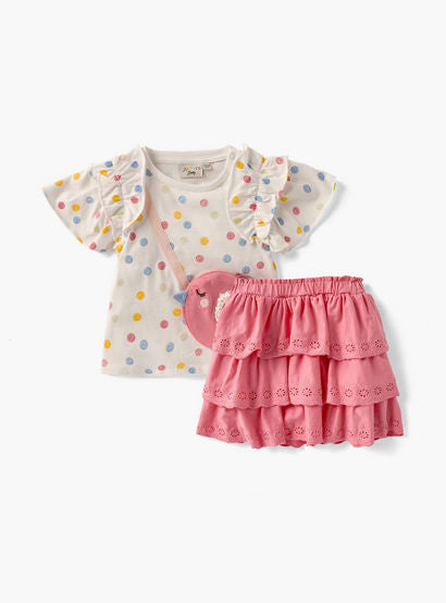 Juniors Printed T-shirt and Schiffli Detail Skirt Set-baby-girls-clothing-setsandcoords-image-1