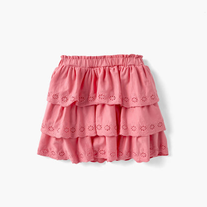 Juniors Printed T-shirt and Schiffli Detail Skirt Set