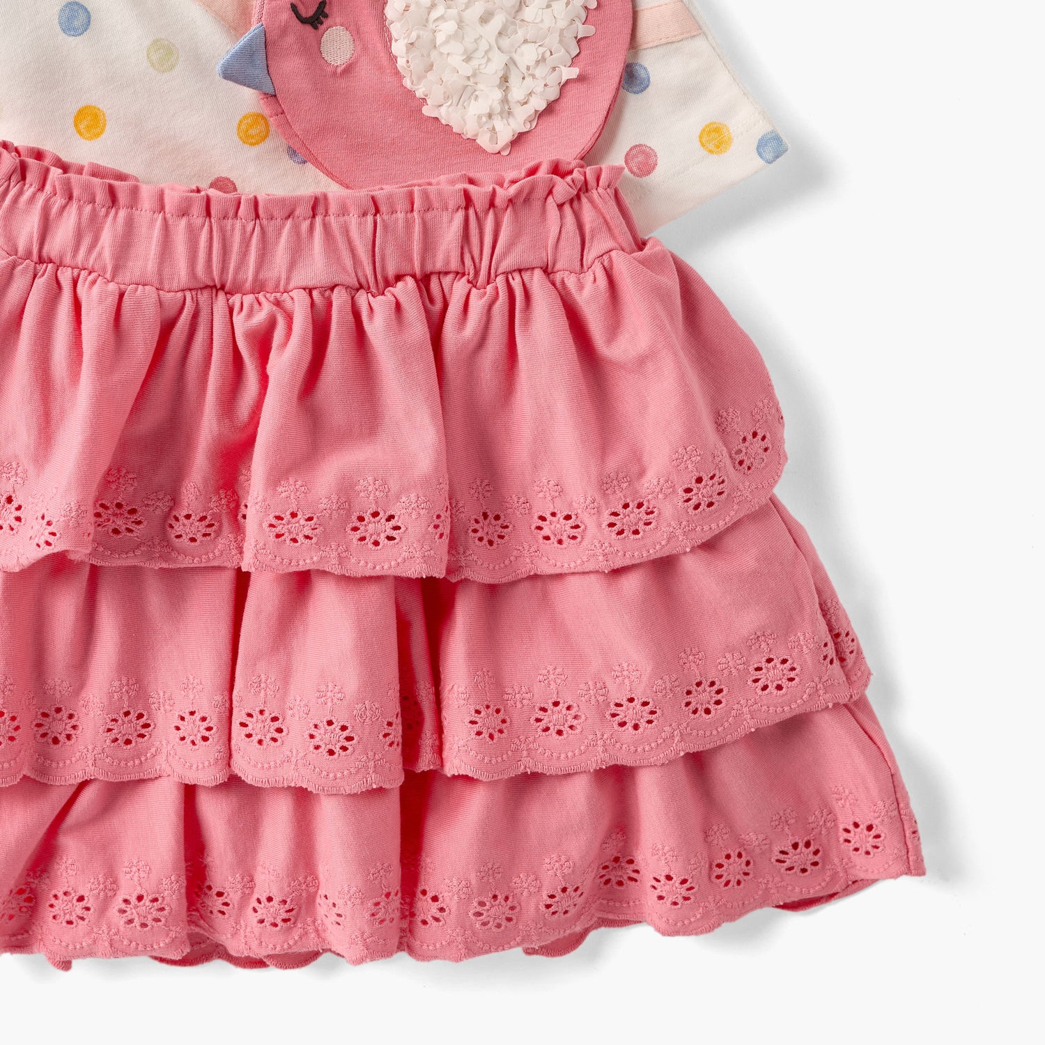 Juniors Printed T-shirt and Schiffli Detail Skirt Set