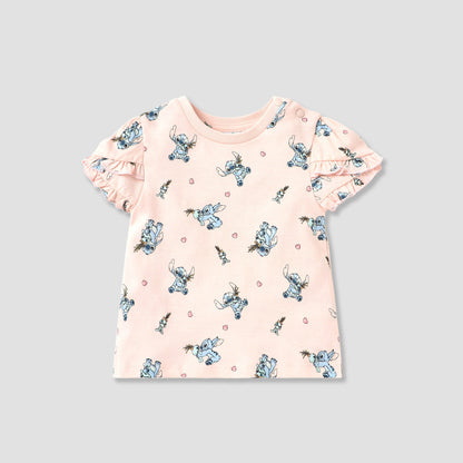Disney Sticth Print T-shirt with Ruffle Sleeves - Set of 2