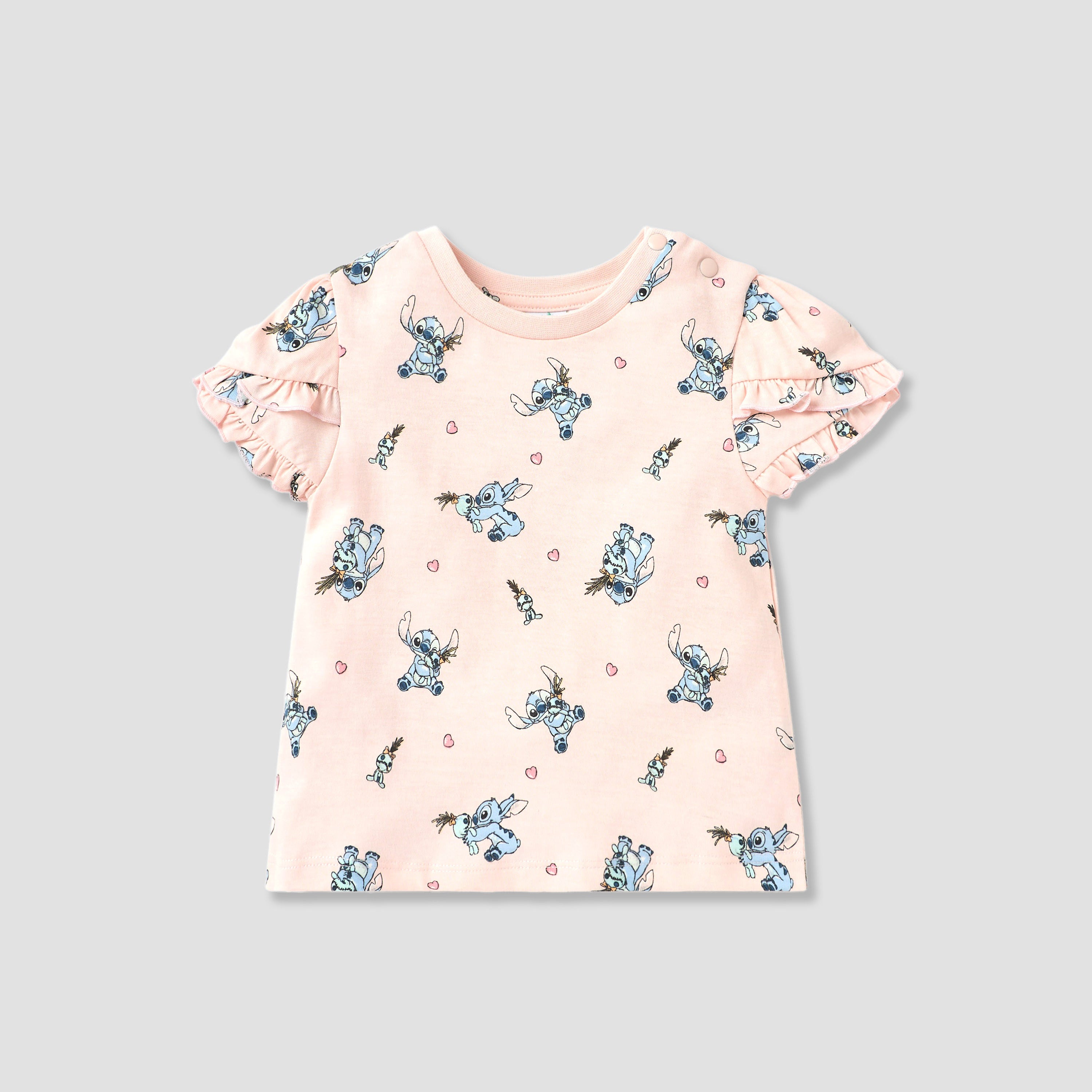 Disney Sticth Print T-shirt with Ruffle Sleeves - Set of 2