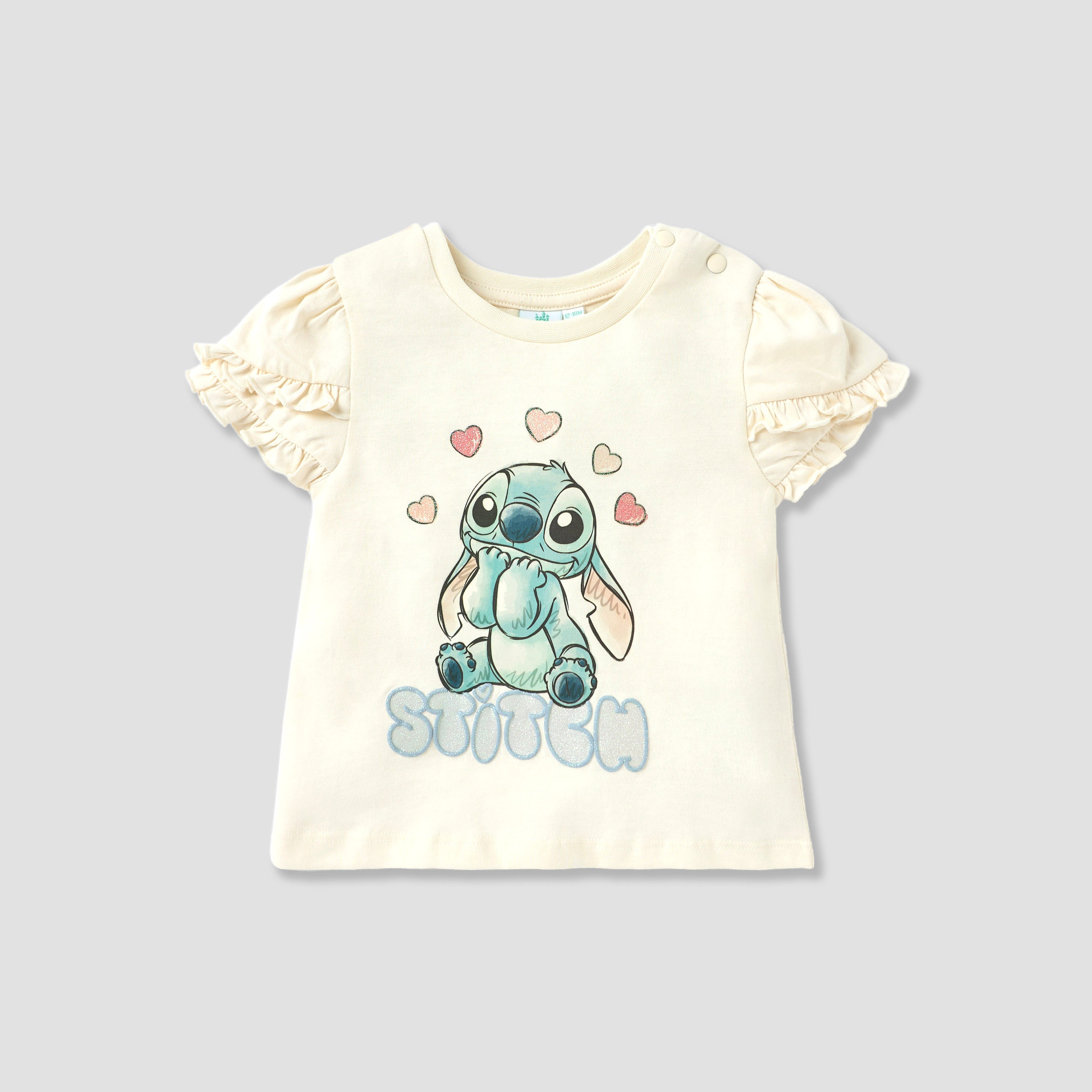 Disney Sticth Print T-shirt with Ruffle Sleeves - Set of 2