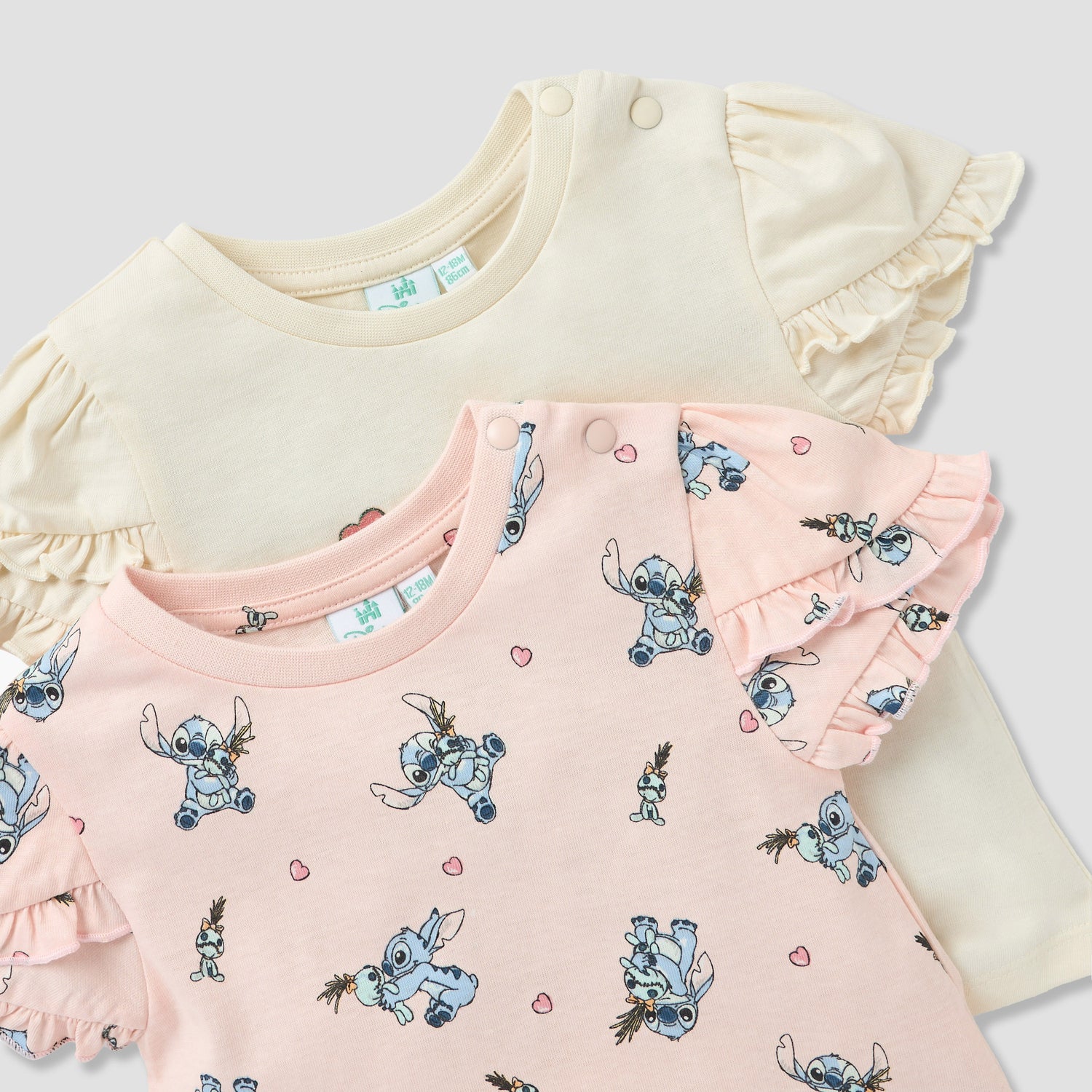 Disney Sticth Print T-shirt with Ruffle Sleeves - Set of 2