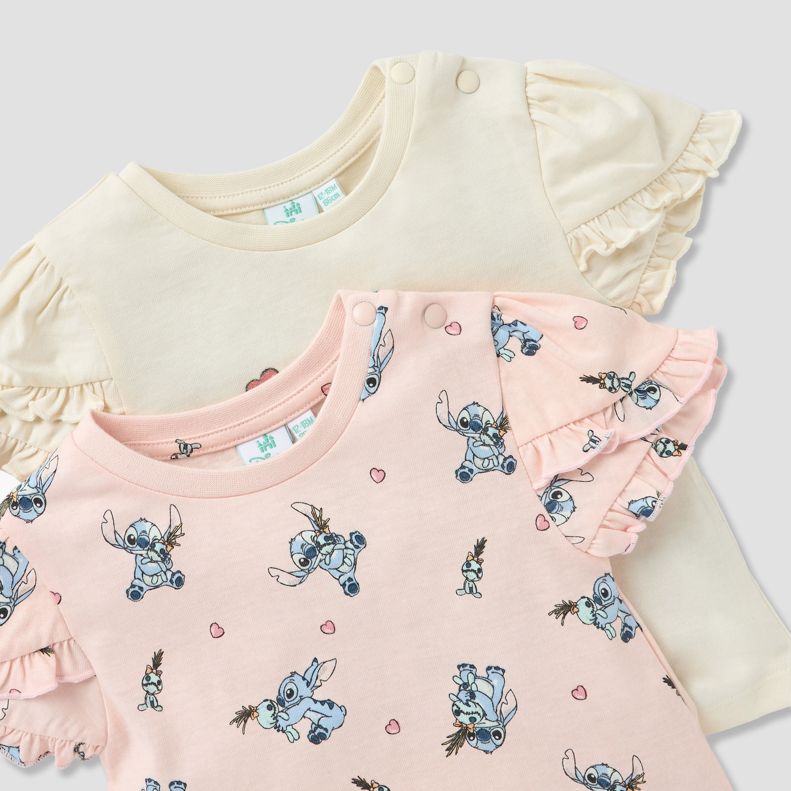 Disney Sticth Print T-shirt with Ruffle Sleeves - Set of 2