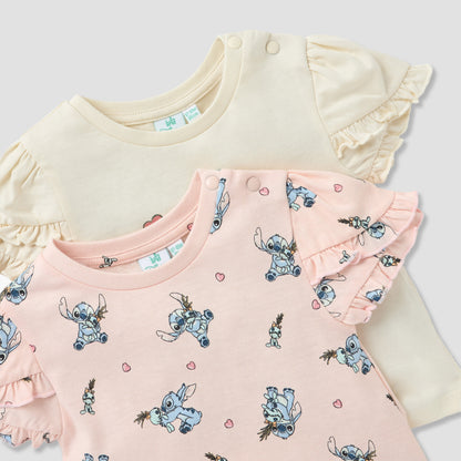 Disney Sticth Print T-shirt with Ruffle Sleeves - Set of 2