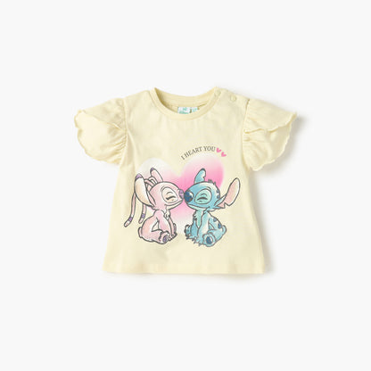 Disney Stitch and Angel Print T-shirt and Shorts Set