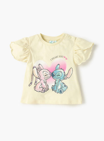 Disney Stitch and Angel Print T-shirt and Shorts Set-baby-girls-clothing-setsandcoords-image-2
