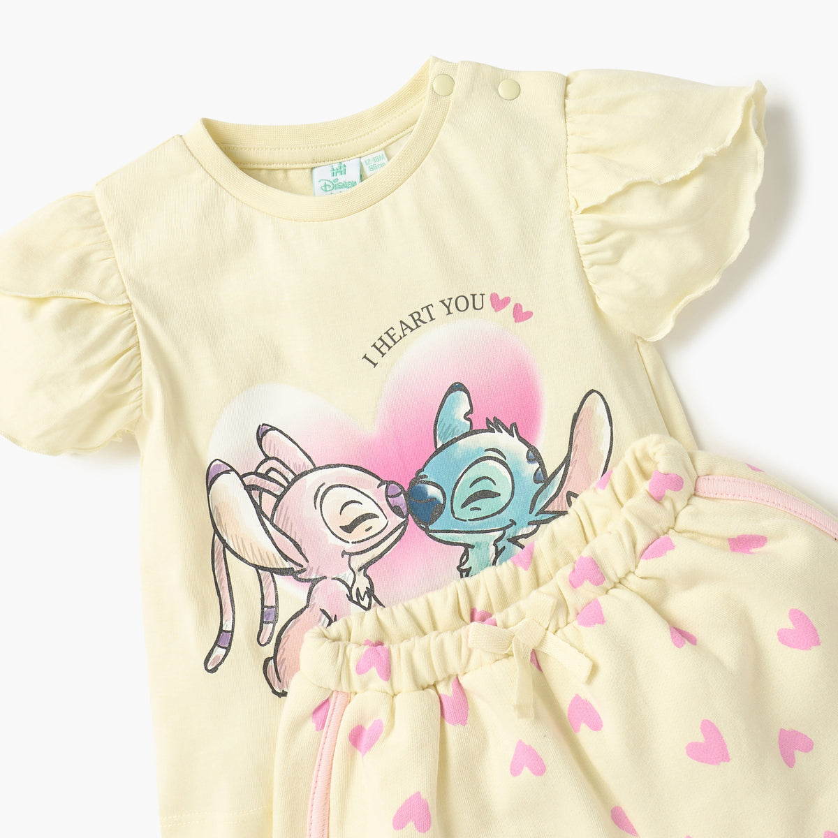 Disney Stitch and Angel Print T-shirt and Shorts Set