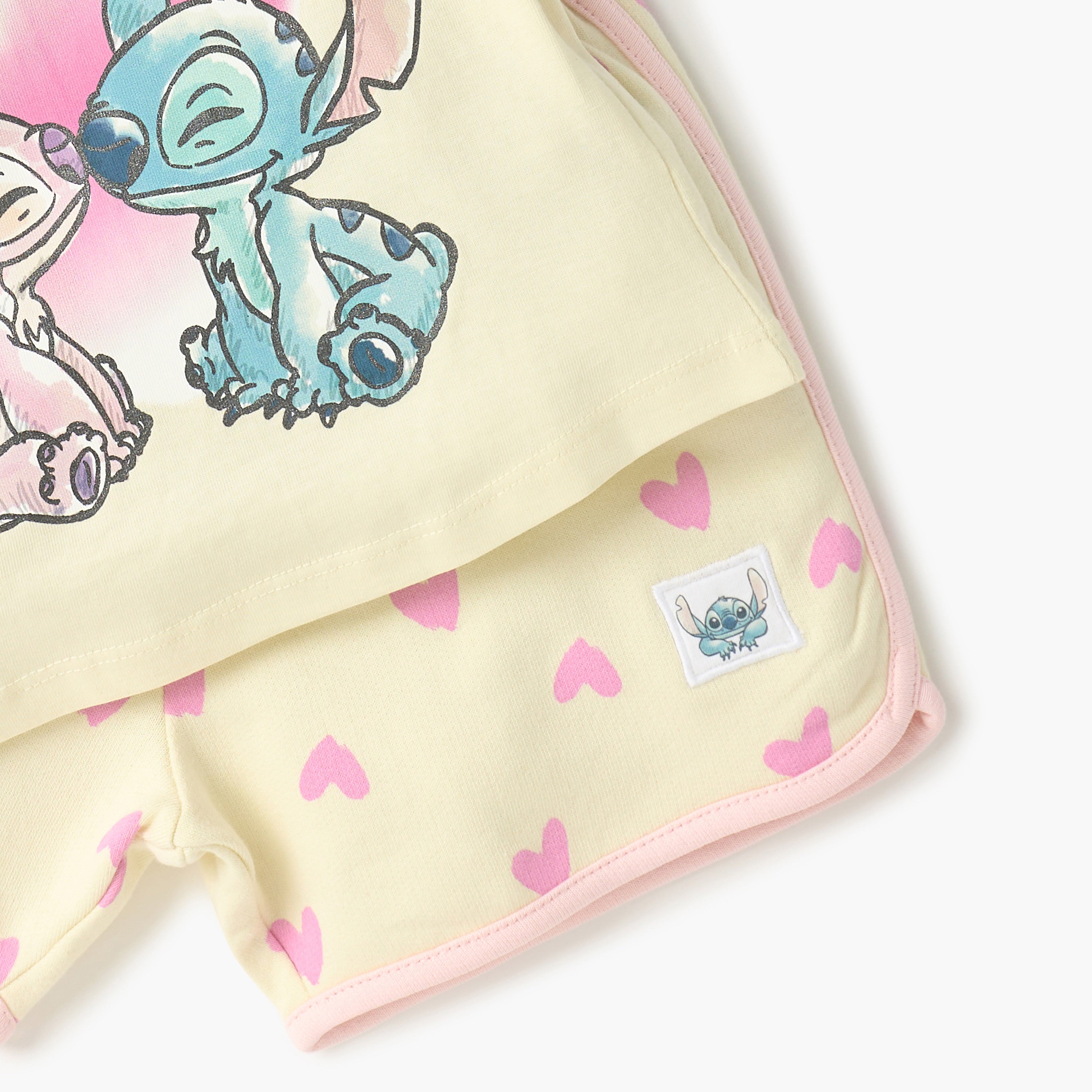 Disney Stitch and Angel Print T-shirt and Shorts Set