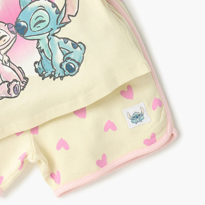Disney Stitch and Angel Print T-shirt and Shorts Set