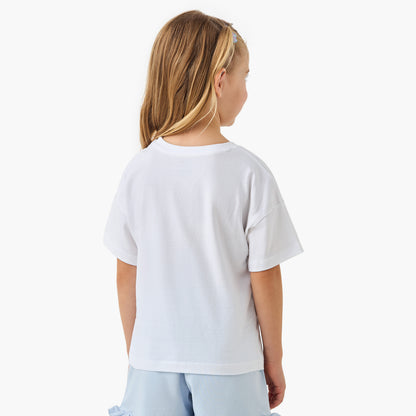 Juniors Graphic Print Crew Neck T-shirt with Short Sleeves