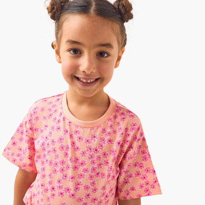 Juniors Printed T-shirt with Drop Shoulder Sleeves - Set of 2