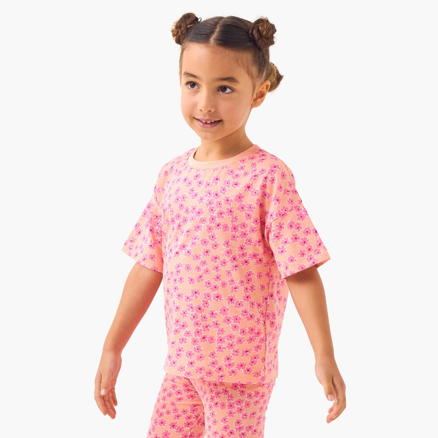 Juniors Printed T-shirt with Drop Shoulder Sleeves - Set of 2