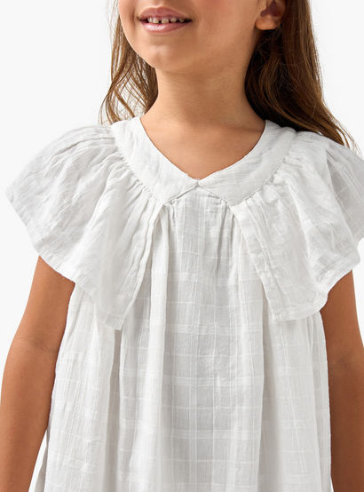 Juniors Checked Sleeveless Dress with Ruffle Detail-girls-clothing-dressesandjumpsuits-image-4