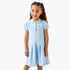 Juniors Butterfly Applique Polo Dress with Short Sleeves - Blue / 1-2 yrs