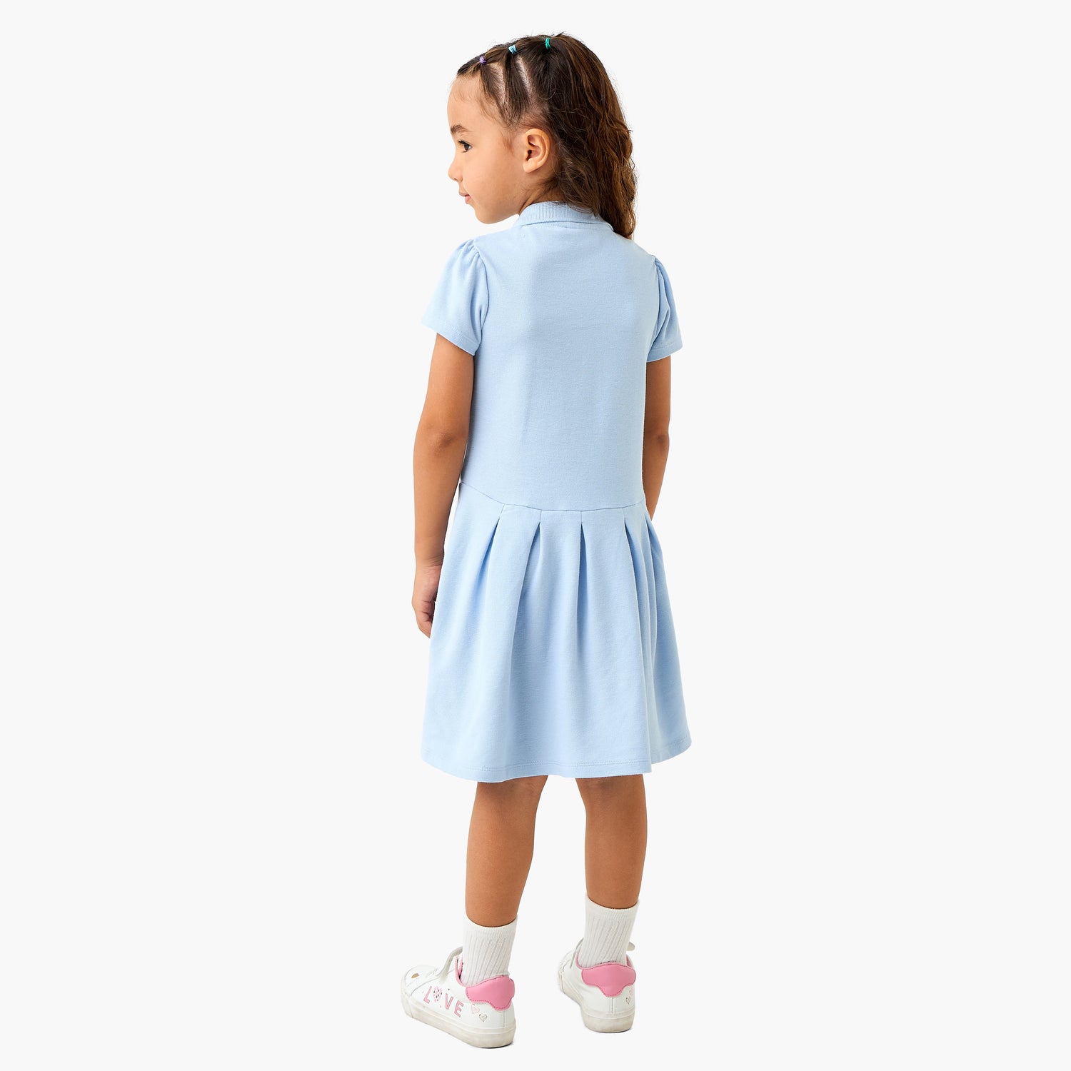 Juniors Butterfly Applique Polo Dress with Short Sleeves